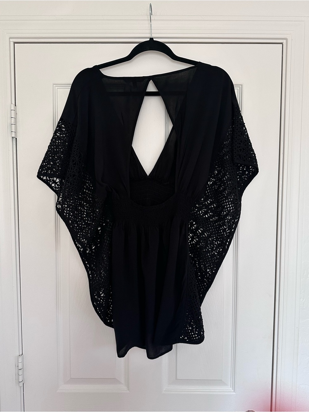 Victoria's Secret Black Crochet-Sleeve V-Back Swim Coverup Tunic - Picture 4 of 12